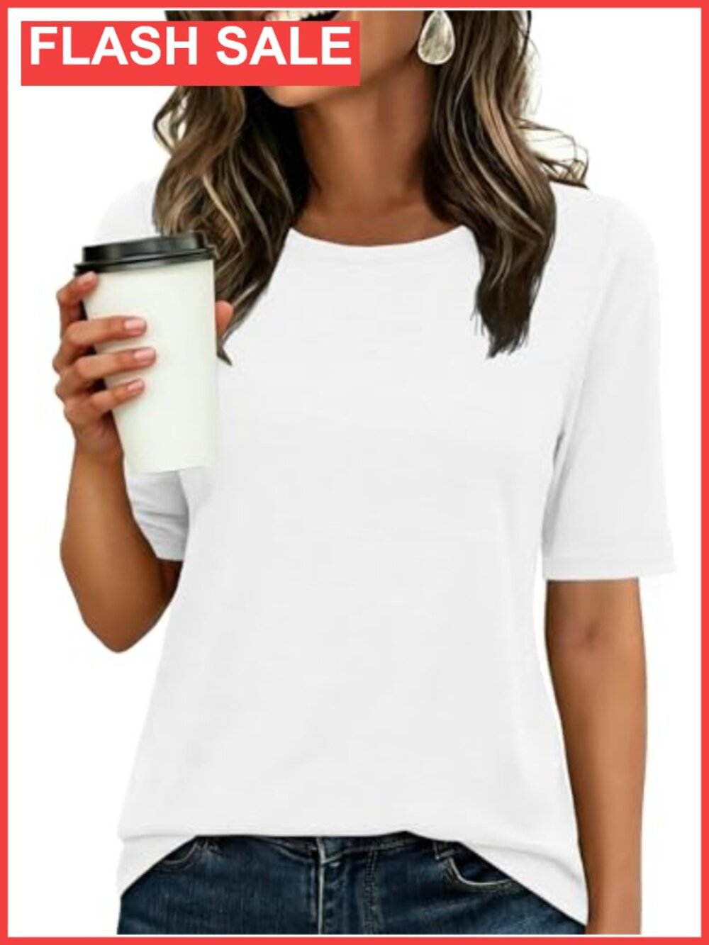 Women's Half Sleeve Crewneck Tee Regular Fit Work Top